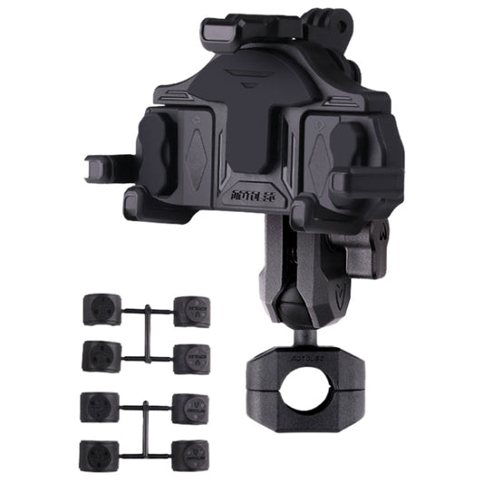 MOTOSLG Crab Motorcycle Phone Clamp Bracket O-Type Rear Mirror Mount(Black)