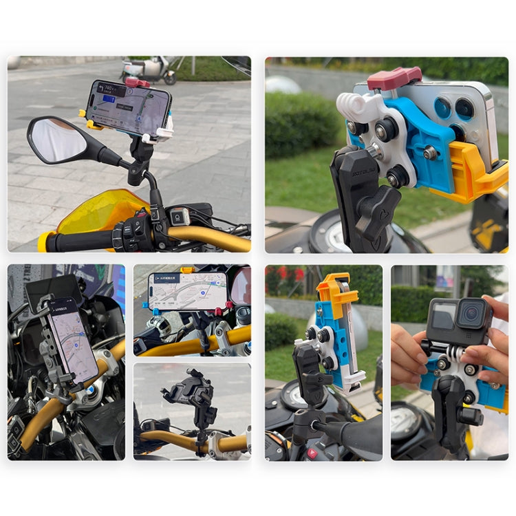 MOTOSLG Crab Motorcycle Phone Clamp Bracket U-Type Headbar Mount(Yellow Blue White)
