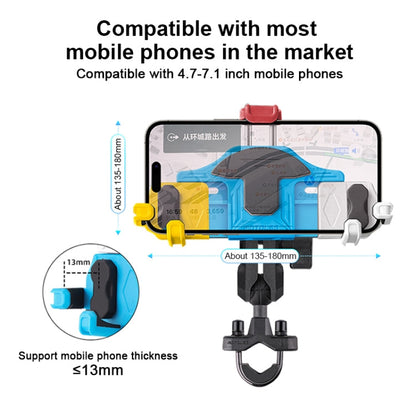 MOTOSLG Crab Motorcycle Phone Clamp Bracket O-Type Rear Mirror Mount(Black)