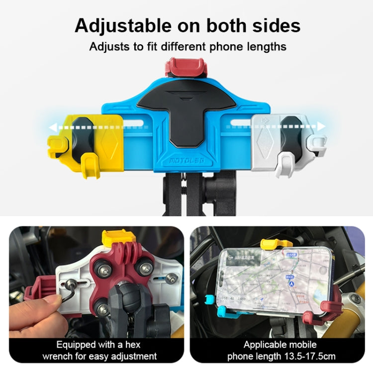 MOTOSLG Crab Motorcycle Phone Clamp Bracket U-Type Headbar Mount(Yellow Blue White)
