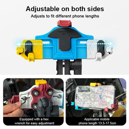 MOTOSLG Crab Motorcycle Phone Clamp Bracket O-Type Rear Mirror Mount with Anti-theft Lock(Blue White Red)