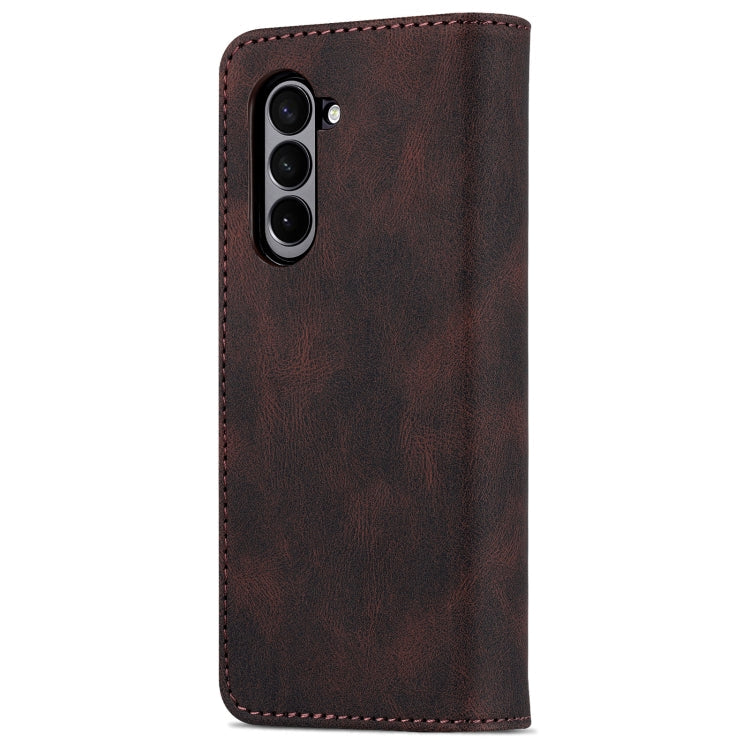 For Samsung Galaxy Z Fold6 5G AZNS Dream II Skin Feel PU+TPU Horizontal Flip PU Phone Case(Coffee)