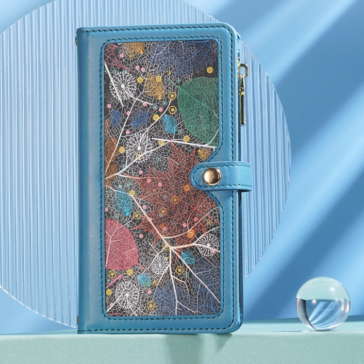For Samsung Galaxy M15 / F15 ESEBLE Star Series Lanyard Zipper Wallet RFID Leather Case(Blue)