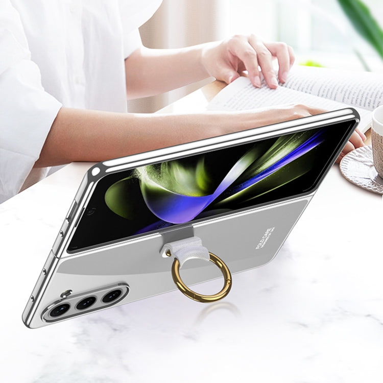 For Samsung Galaxy Z Fold5 GKK Electroplating Phone Case with Ring(Black)