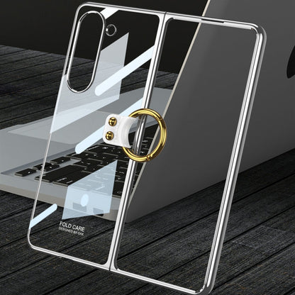 For Samsung Galaxy Z Fold5 GKK Electroplating Phone Case with Ring(Black)