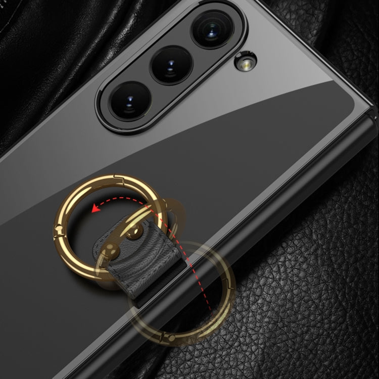For Samsung Galaxy Z Fold5 GKK Electroplating Phone Case with Ring(Black)