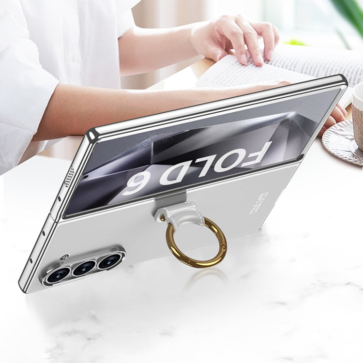 For Samsung Galaxy Z Fold6 GKK Electroplating Phone Case with Ring(Silver)