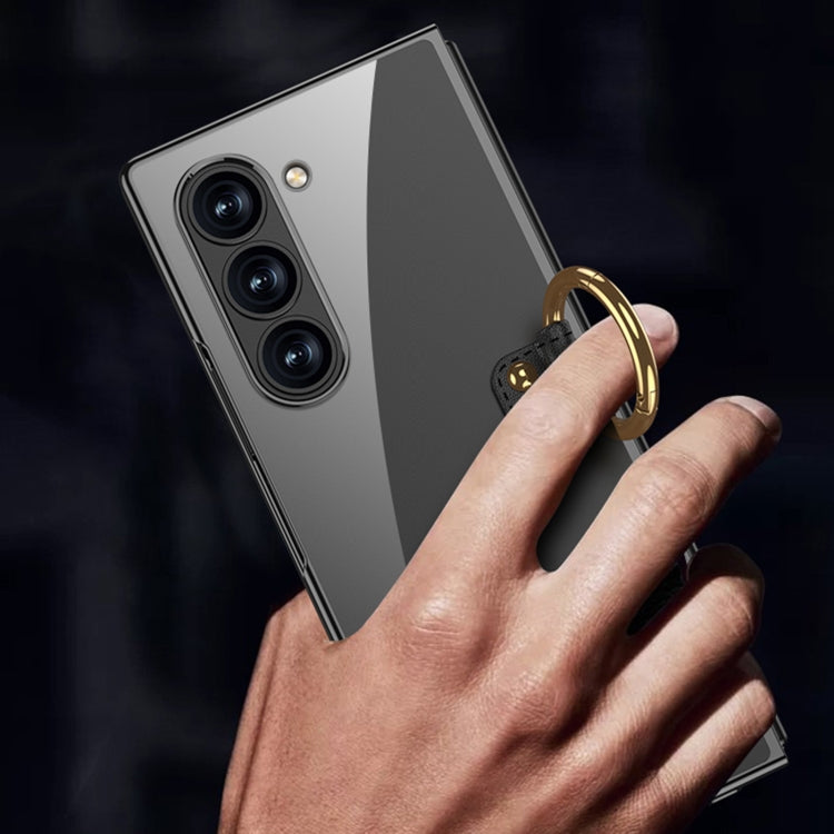 For Samsung Galaxy Z Fold6 GKK Electroplating Phone Case with Ring(Silver)