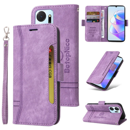 Pour Honor X7a / Play7T Coque de téléphone en cuir à double boucle BETOPNICE (violet)