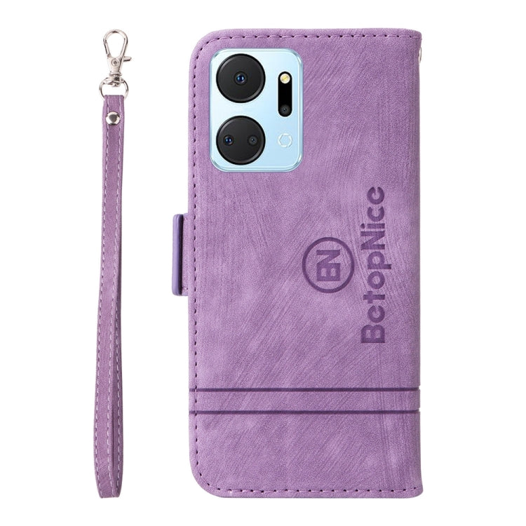 Pour Honor X7a / Play7T Coque de téléphone en cuir à double boucle BETOPNICE (violet)