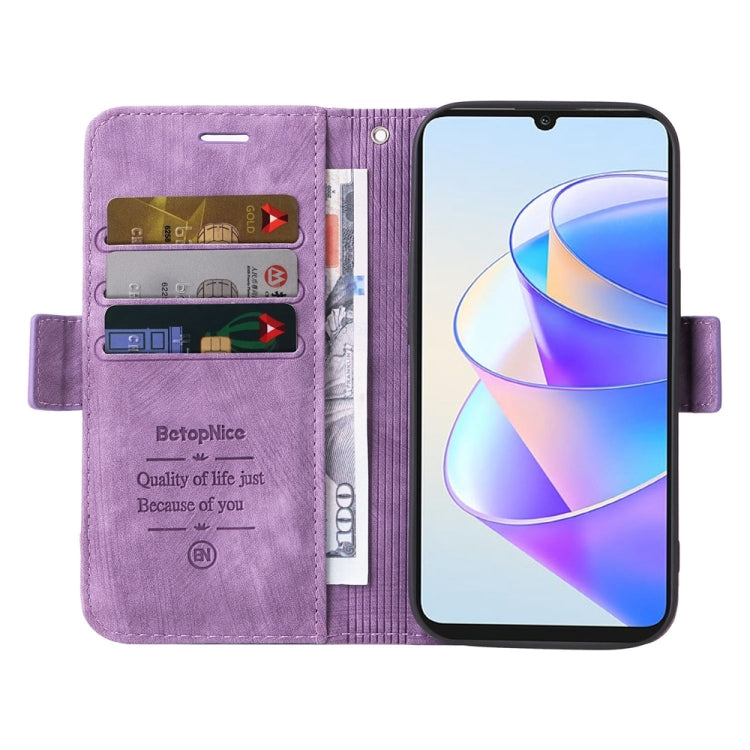 Pour Honor X7a / Play7T Coque de téléphone en cuir à double boucle BETOPNICE (violet)