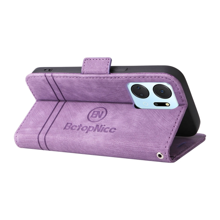 Pour Honor X7a / Play7T Coque de téléphone en cuir à double boucle BETOPNICE (violet)