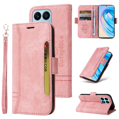 For Honor X8a 4G BETOPNICE Dual-side Buckle Leather Phone Case(Pink)