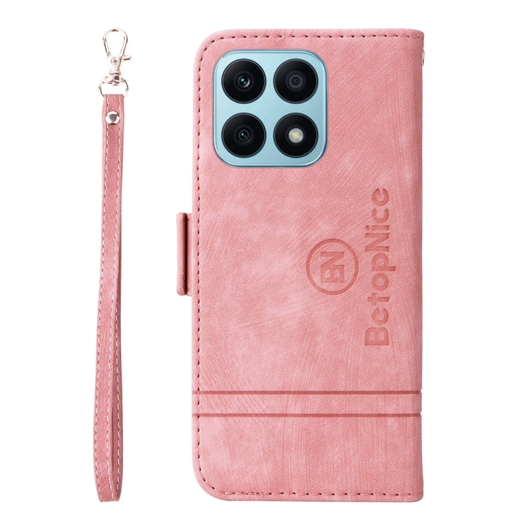 For Honor X8a 4G BETOPNICE Dual-side Buckle Leather Phone Case(Pink)