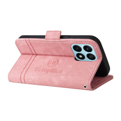 For Honor X8a 4G BETOPNICE Dual-side Buckle Leather Phone Case(Pink)