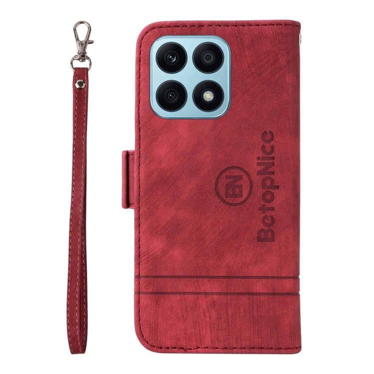 For Honor X8a 4G BETOPNICE Dual-side Buckle Leather Phone Case(Red)