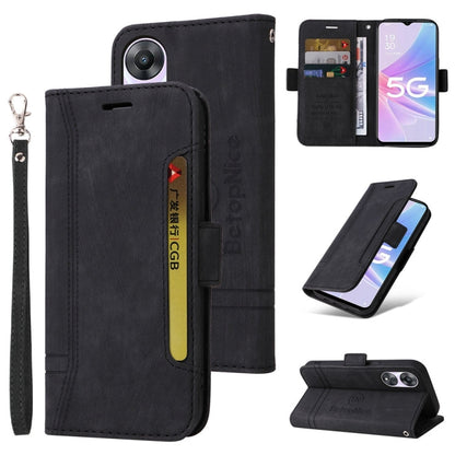 Pour coque de téléphone en cuir double face BETOPNICE pour OPPO A78 5G Global (noir)