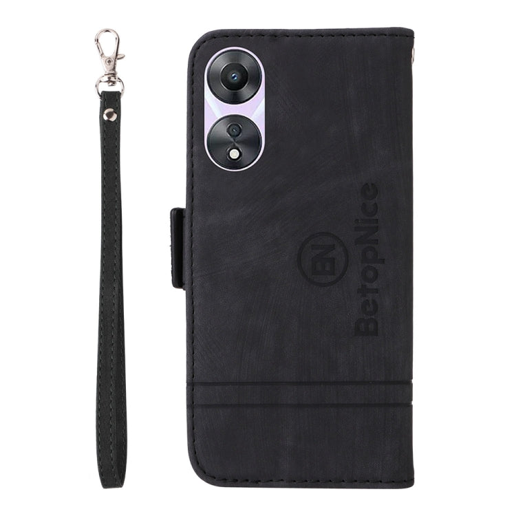 Pour coque de téléphone en cuir double face BETOPNICE pour OPPO A78 5G Global (noir)
