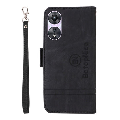 Pour coque de téléphone en cuir double face BETOPNICE pour OPPO A78 5G Global (noir)
