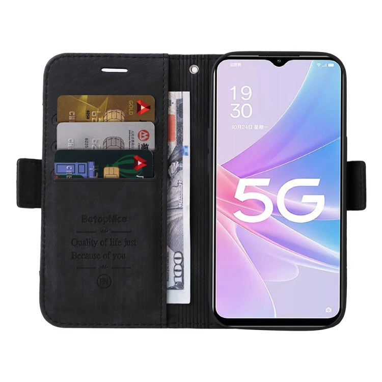 Pour coque de téléphone en cuir double face BETOPNICE pour OPPO A78 5G Global (noir)