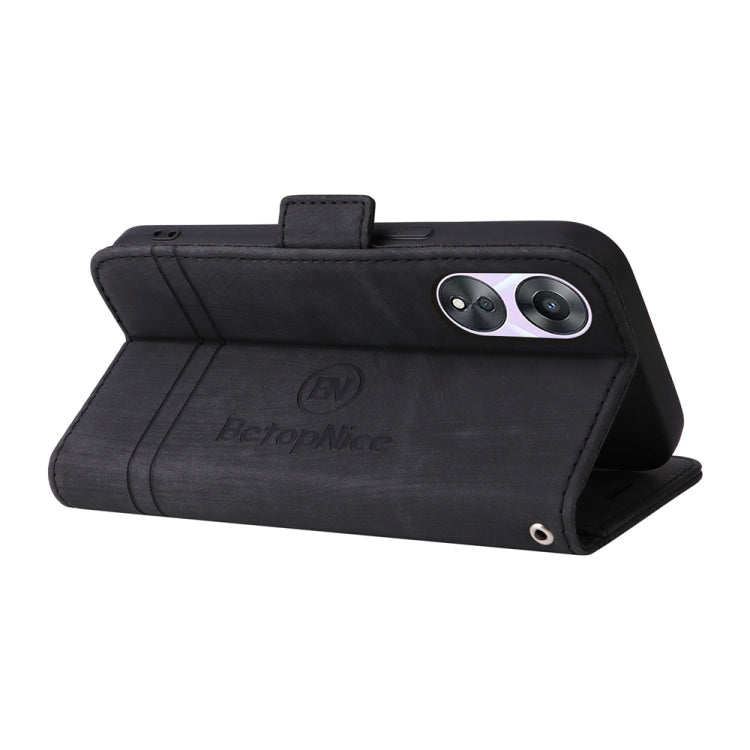 Pour coque de téléphone en cuir double face BETOPNICE pour OPPO A78 5G Global (noir)