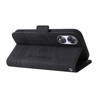 Pour coque de téléphone en cuir double face BETOPNICE pour OPPO A78 5G Global (noir)