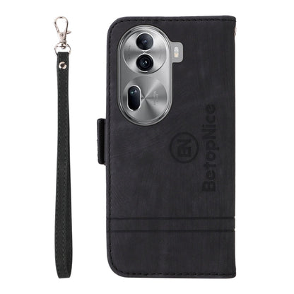 For OPPO Reno11 Pro 5G Global BETOPNICE Dual-side Buckle Leather Phone Case(Black)