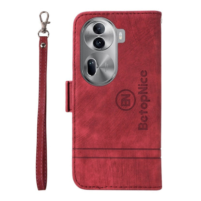 For OPPO Reno11 Pro 5G Global BETOPNICE Dual-side Buckle Leather Phone Case(Red)
