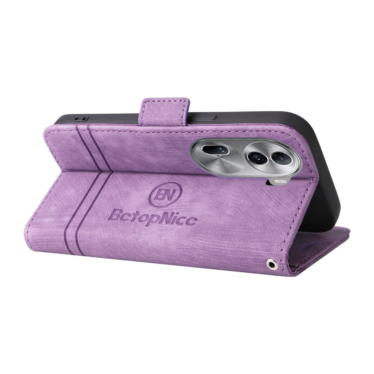 For OPPO Reno11 Pro 5G Global BETOPNICE Dual-side Buckle Leather Phone Case(Purple)