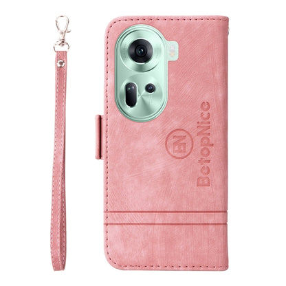 Pour l'étui de téléphone en cuir avec boucle double face BETOPNICE pour OPPO Reno11 5G (rose)