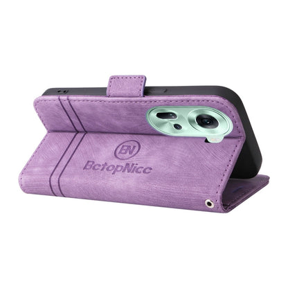 For OPPO Reno11 5G Global BETOPNICE Dual-side Buckle Leather Phone Case(Purple)