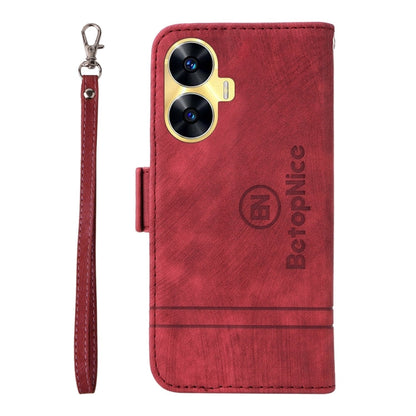 For Realme C55 BETOPNICE Dual-side Buckle Leather Phone Case(Red)