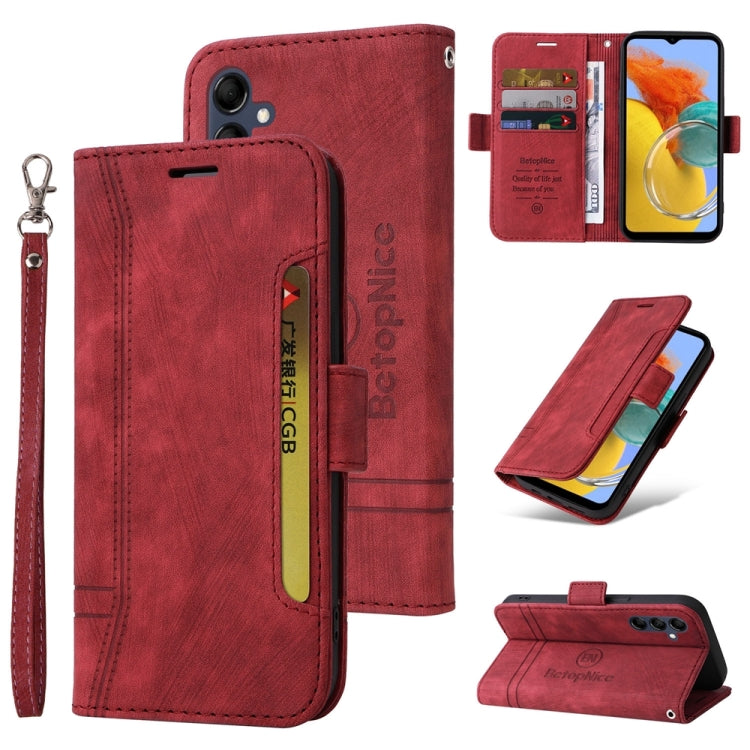For Samsung Galaxy M14 5G / F14 5G / 4G BETOPNICE Dual-side Buckle Leather Phone Case(Red)