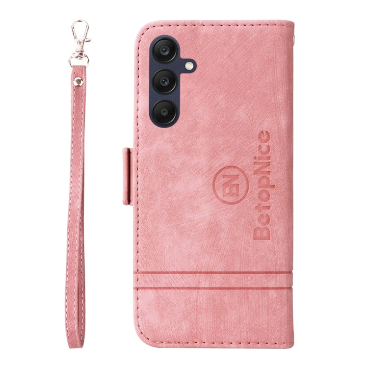 Pour Samsung Galaxy A25 5G Global BETOPNICE Étui de téléphone en cuir à boucle double face (Rose)