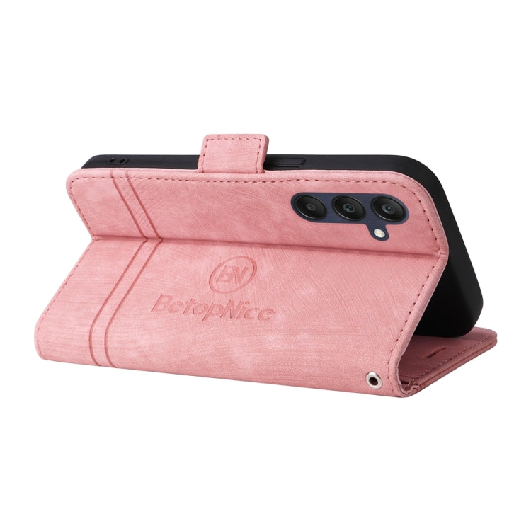 Pour Samsung Galaxy A25 5G Global BETOPNICE Étui de téléphone en cuir à boucle double face (Rose)
