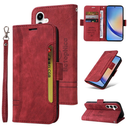 Pour Samsung Galaxy A35 5G BETOPNICE Étui de téléphone en cuir à boucle double face (rouge)
