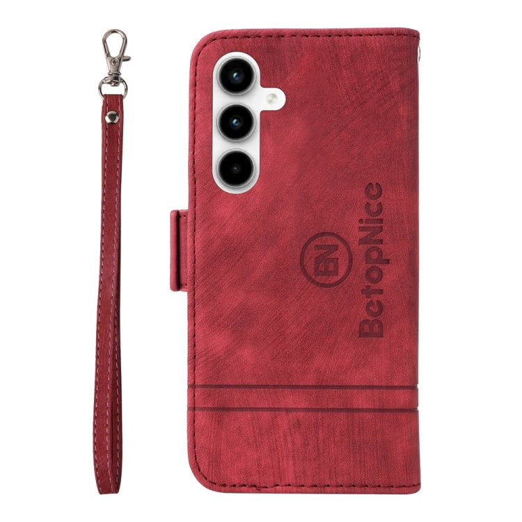 Pour Samsung Galaxy A35 5G BETOPNICE Étui de téléphone en cuir à boucle double face (rouge)