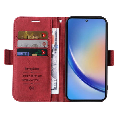 Pour Samsung Galaxy A35 5G BETOPNICE Étui de téléphone en cuir à boucle double face (rouge)
