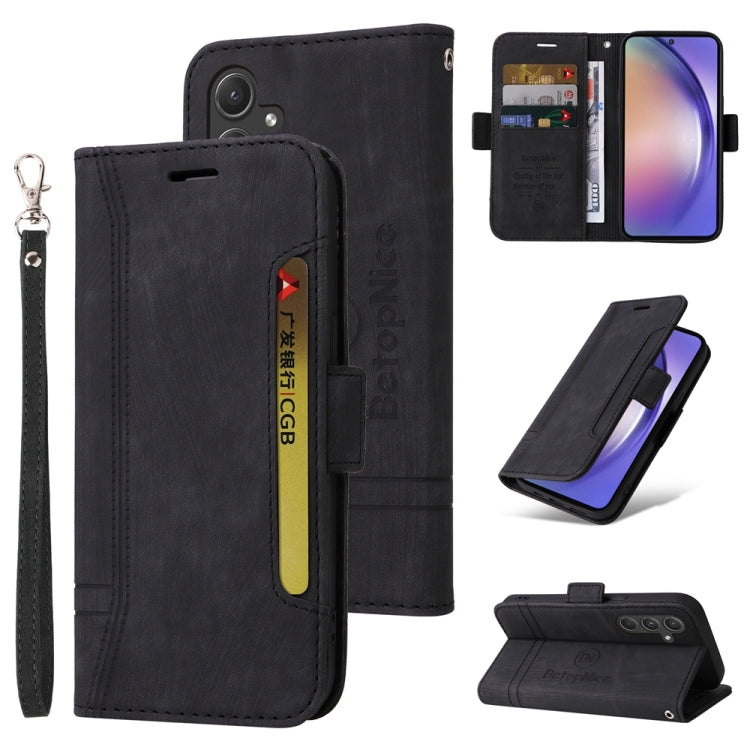 For Samsung Galaxy A55 BETOPNICE Dual-side Buckle Leather Phone Case(Black)