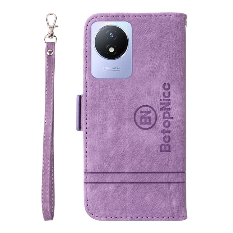 Pour étui de téléphone en cuir avec boucle double face BETOPNICE pour vivo Y02 4G / Y02A / Y11 2023 (Violet)
