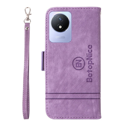 Pour étui de téléphone en cuir avec boucle double face BETOPNICE pour vivo Y02 4G / Y02A / Y11 2023 (Violet)