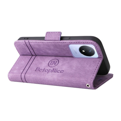 Pour étui de téléphone en cuir avec boucle double face BETOPNICE pour vivo Y02 4G / Y02A / Y11 2023 (Violet)