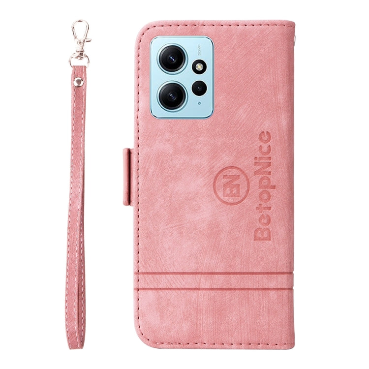 For Xiaomi Redmi Note 12 4G Global BETOPNICE Dual-side Buckle Leather Phone Case(Pink)