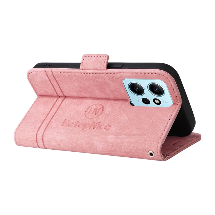 For Xiaomi Redmi Note 12 4G Global BETOPNICE Dual-side Buckle Leather Phone Case(Pink)
