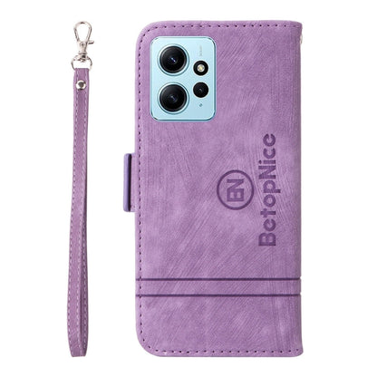 Pour Xiaomi Redmi Note 12 4G Global BETOPNICE Étui de téléphone en cuir à boucle double face (violet)