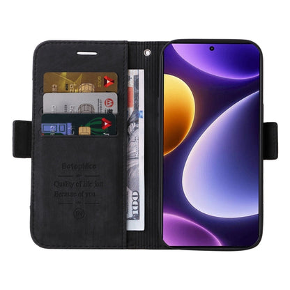 Pour Xiaomi Redmi Note 12 Turbo 5G BETOPNICE Étui de téléphone en cuir à boucle double face (noir)
