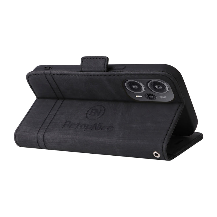 Pour Xiaomi Redmi Note 12 Turbo 5G BETOPNICE Étui de téléphone en cuir à boucle double face (noir)