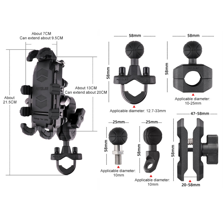 Support de téléphone moto MOTOSLG Crab pour guidon en U avec antivol (Noir)