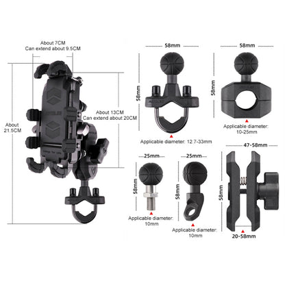 Support de téléphone moto MOTOSLG Crab pour guidon en U avec antivol (Noir)