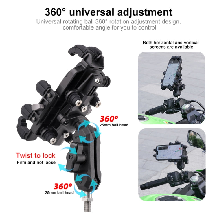 Support de téléphone moto MOTOSLG Crab pour guidon en U avec antivol (Noir)